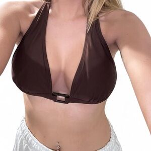 Brown Buckle Y2K Bikini Top